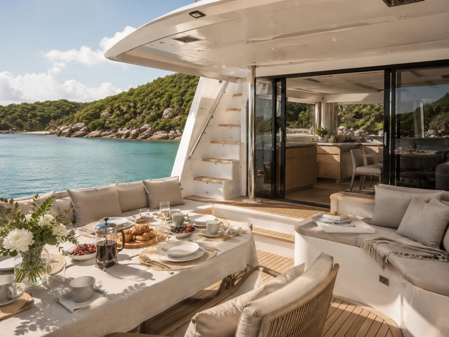 Lunch and a poured glass on deck